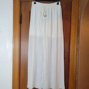 Winter White Pleated Palazzo Pant Kimberly C No Size Elastic Waist 24" unstretch